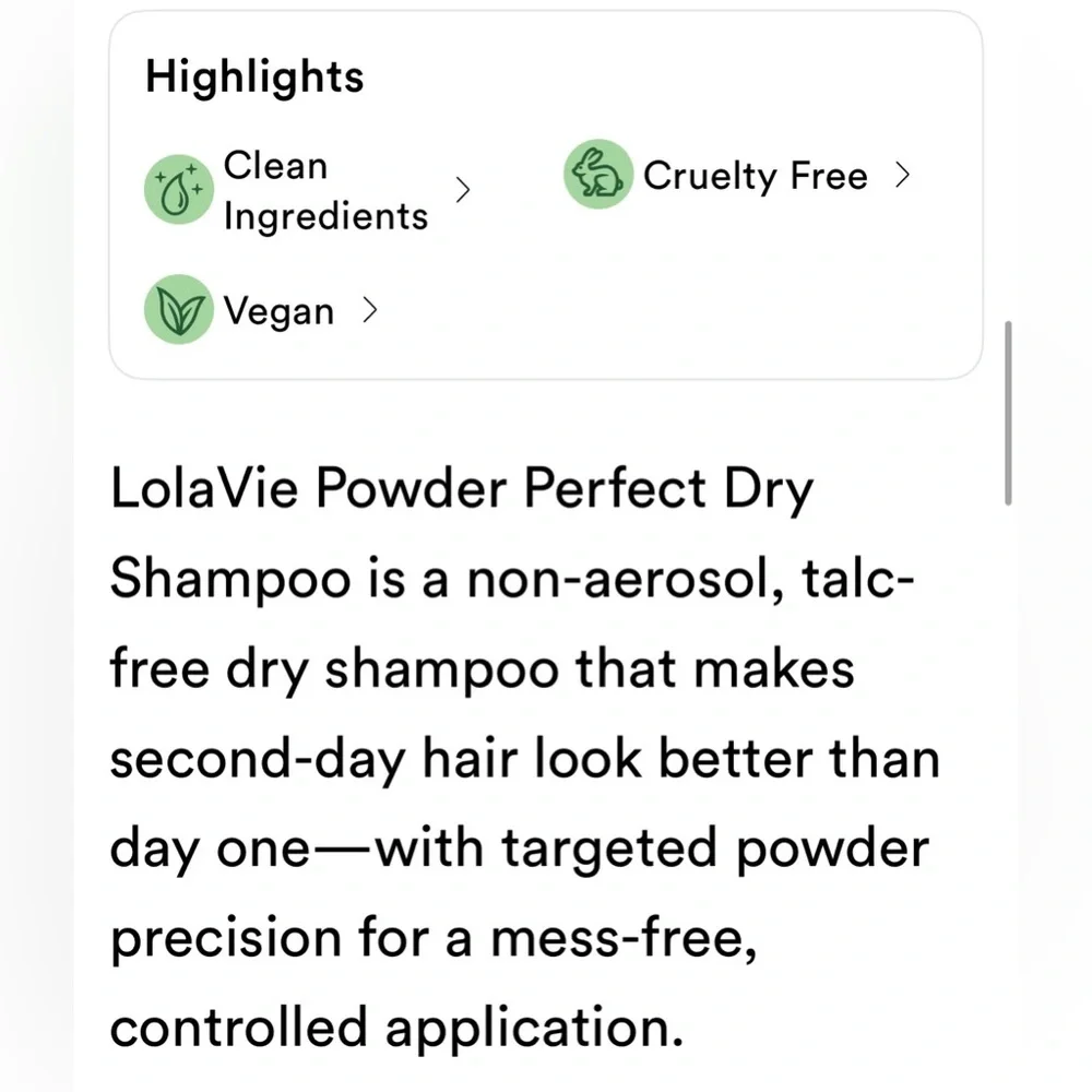 Lolavie‎ Powder Perfect Dry Shampoo Non-Aerosol Size 0.63oz New & Unused